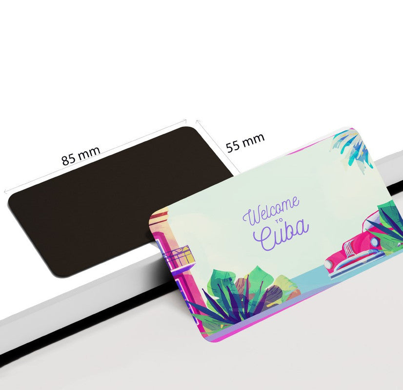 dhcrafts Rectangular Rubber Fridge Magnet / Magnetic Card Multicolor Cuba Design Pack of 1 (8.6cm x 5.4cm)